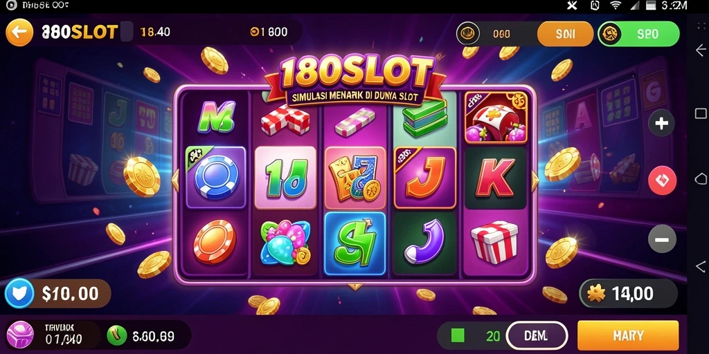 Screenshot gameplay 180SLOT menampilkan mesin slot yang berwarna dan menarik.