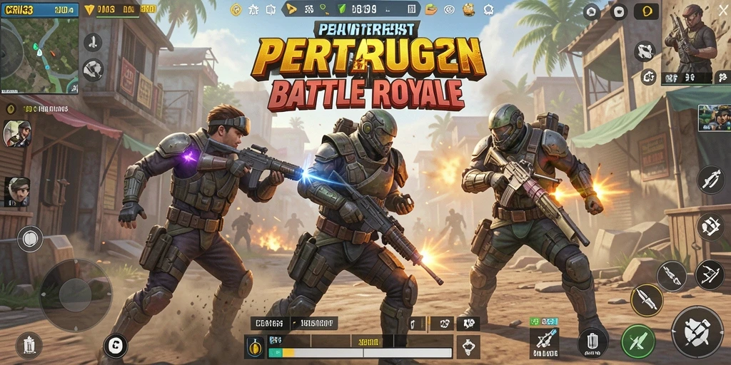 Screenshot utama CERIA33 menampakkan aksi mendebarkan di arena Battle Royale.