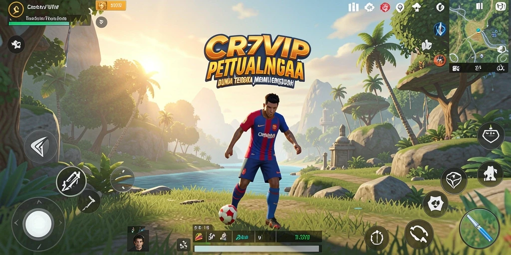 Screenshot gameplay CR7VIP yang menunjukkan dunia terbuka yang luas.