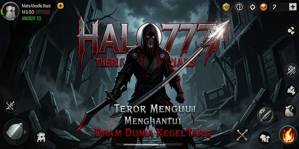 Gameplay HALO777 menampilkan suasana mencekam dan makhluk mengerikan di dunia kegelapan.