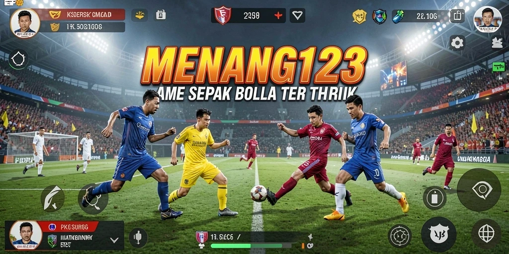 Tampilan gameplay MENANG123 dengan aksi sepak bola seru.