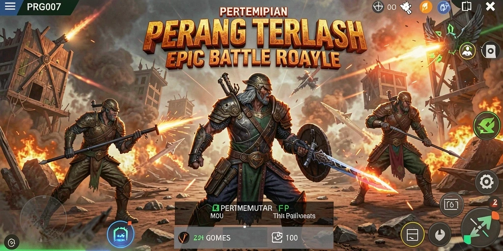 Tampilan gameplay PRG007 yang intens dalam mode Battle Royale.