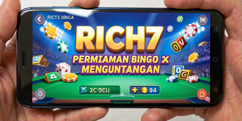 Tampilan utama RICH7 dengan gameplay Bingo yang menarik dan interaktif.
