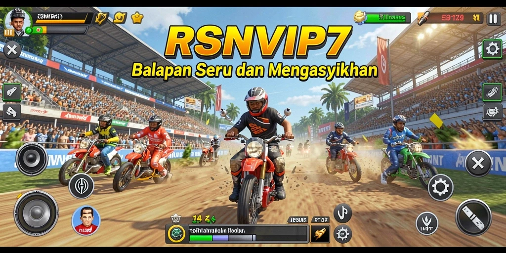 Gameplay seru RSNVIP7 dengan kendaraan kustom dan trek menarik.