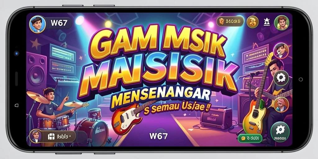 Tampilan gameplay W67 dengan tantangan musik yang seru.