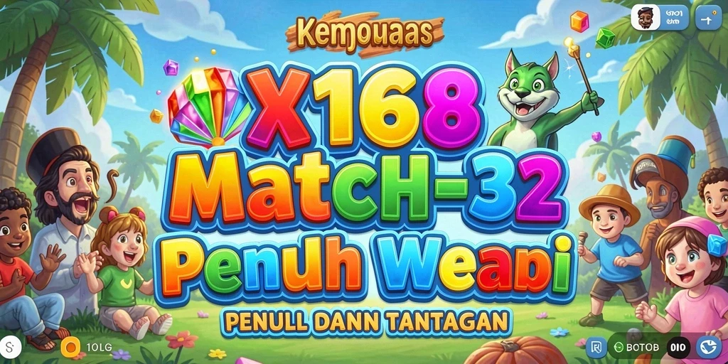 Tampilan screenshot menunjukkan gameplay Match-3 yang seru dan penuh warna.